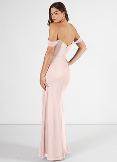 Azazie Kit Robes de demoiselle d'honneur Robe Sirène en Maille Épaule décolletée Rose Pâle image4