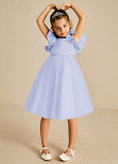 Azazie Kaeya Robe Demoiselle D'honneur Fillette Robe Trapèze en Tulle Arc Lavande image3