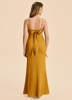 Azazie Mia Junior Robe Sirène en Satin extensible Plissé Caramel écossais image2