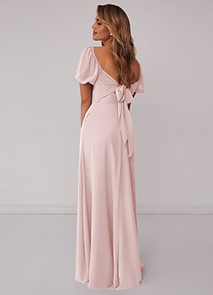 Barbie ♥ Azazie Bridesmaid Dresses Blushing Pink A-Line Pleated Chiffon Dress image3