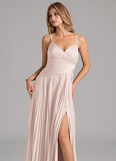 Azazie Vini Abiti da Damigella Abito A-Line in Raso Elasticizzato Plissettato Rosa Rossore image1