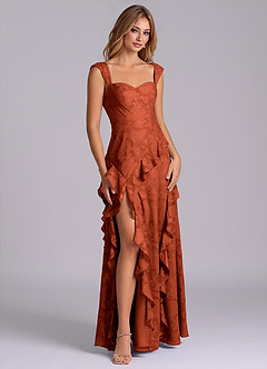 Azazie Sloane Bridesmaid Dresses Auburn A-Line Sweetheart Neckline Floral Burnout Dress image6