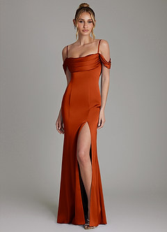 Azazie Nira Brautjungfernkleider Meerjungfrau-Linie Korsett Stretch-Satin Kleid Paprika image5