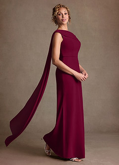 Azazie Bassi Mère de la mariée Robes Robe Sirène en Maille Épaule décolletée Bourgogne image3