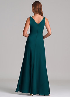 Azazie Nerine Brudtärnklänningar Klä av A-Linje i Chiffong Plisserad Tallgrön image5