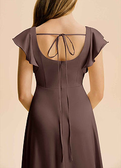 Azazie Bondi Junior Vestido de Ganache de Satén Elástico de Corte en A con Corte Lateral image6