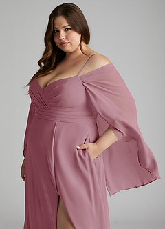 Azazie Cienna Bridesmaid Dresses Vintage Mauve A-Line Off the Shoulder Chiffon Dress image11