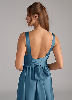 Azazie Kora Bridesmaid Dresses Bermuda A-Line Pleated Stretch Satin Dress image2