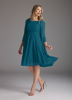 Azazie Sunny Abiti per la Madre della Sposa Abito A-Line in Maglia Plissettato Blu Inchiostro image1