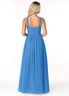 Azazie Elvira Bridesmaid Dresses Blue Jay A-Line Pleated Chiffon Dress image2
