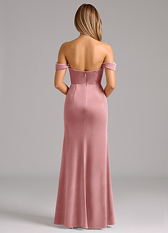 Azazie Saige Vestidos de damas de honor Vestido de Rosa Polvorienta de terciopelo de Corte Recto Convertible con Vestidos sin tirantes image7
