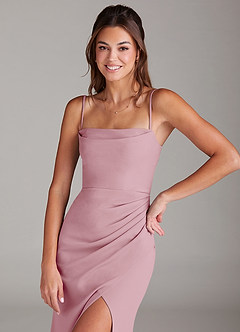 Azazie Leonis Bridesmaid Dresses Vintage Mauve Sheath Strapless Stretch Crepe Convertible Dress image2