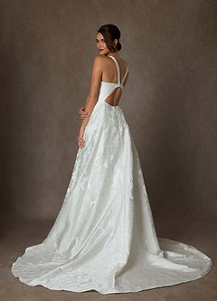 Azazie Olivette Suknie ślubne Suknia balowa Pasek Żakard kwiatowy Pociąg Kapliczny Sukienka image7