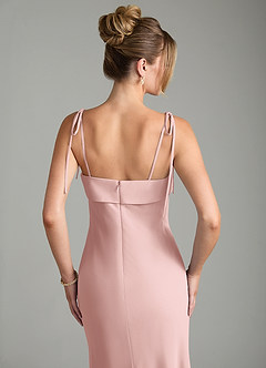 Azazie Ellia Bridesmaid Dresses Powder Pink Sheath Bow Chiffon Dress image2