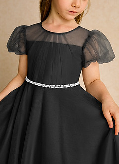 Azazie Duckie Abiti da Ragazza di Fiori Abito Principessa in Tulle Plissettato Nero image6
