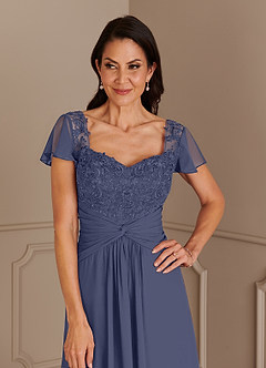 Azazie Gwenyth Mother of the Bride Dresses Stormy A-Line Lace Chiffon Dress image6