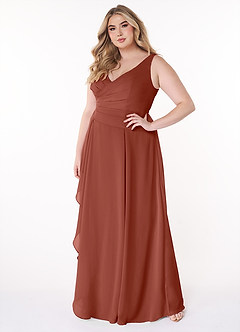 Azazie Kori Bridesmaid Dresses Auburn A-Line Pleated Chiffon Dress image8