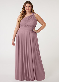 Azazie Charlize Bridesmaid Dresses Dusty Rose A-Line One Shoulder Mesh Dress image6
