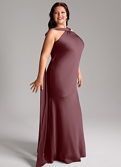 Azazie Kinsley Bridesmaid Dresses Sangria Mermaid Side Slit Stretch Satin Dress image12