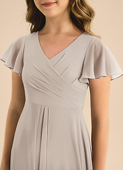 Azazie Induh Junior A-Linie Plissee Chiffon Kleid Frost image5