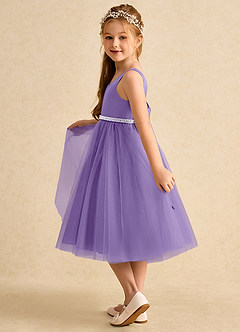 Azazie Firefly vestidos de niña de las flores Vestido de Tahití de Satin Mate de Corte En A con Lazo image4
