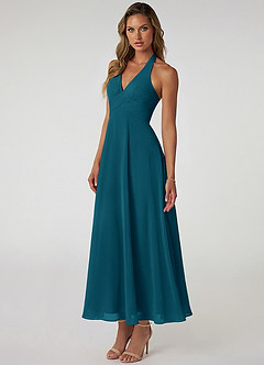 Azazie Tessie Suknie dla druhen Linia A Pofałdowany Szyfon Długość kostki Sukienka image3