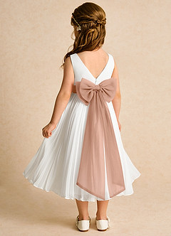 Azazie Margot Flower Girl Dresses Ivory Champagne Rose A-Line Pleated Chiffon Dress image5