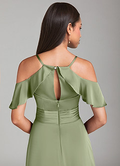 Azazie Dakota Brudtärnklänningar Klänning av A-linje i Stretch Satin Off the shoulder Pistasch image6