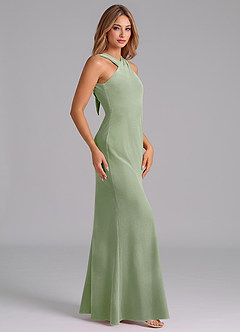 Azazie Doretta Bridesmaid Dresses Dusty Sage Mermaid Pleated Velvet Dress image5