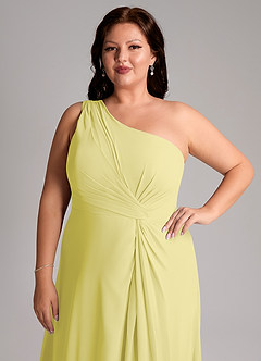 Azazie Brooke Jurken voor bruidsmeisjes Jurk van Chiffon met A-Lijn One-Shoulder Citroensorbet image13
