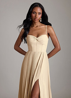 Azazie Akiko Bridesmaid Dresses Champagne A-Line Sweetheart Neckline Chiffon Dress image2