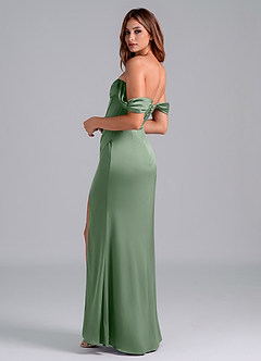 Azazie Asha Vestidos de damas de honor Vestido de Matcha de Satén Elástico de Corte Recto Convertible con Vestidos sin tirantes image2