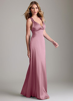 Azazie Cemion Bridesmaid Dresses Vintage Mauve A-Line Stretch Satin Dress image4