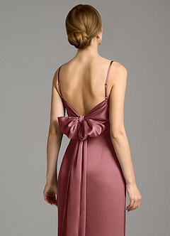 Azazie Adriane Essayer des robes à la maison Robe Fourreau en Satin extensible Arc Améthyste image2