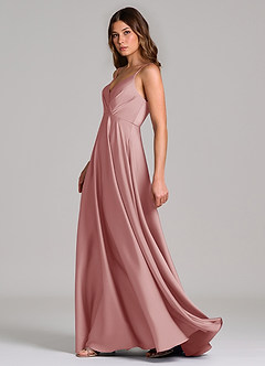 Azazie Amani Bridesmaid Dresses Dusty Rose A-Line Pleated Stretch Satin Dress image3