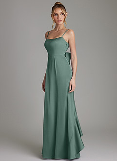 Azazie Zherra Bridesmaid Dresses Eucalyptus Mermaid Bow Stretch Satin Dress image2
