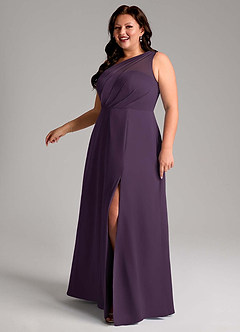 Azazie Phaedra Bridesmaid Dresses Plum A-Line One Shoulder Chiffon Dress image12