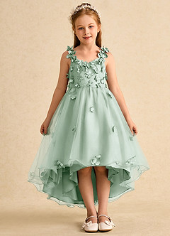 Azazie Tweety Flower Girl Dresses Agave A-Line Lace Tulle Dress image3