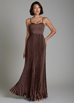 Azazie Micah Robes de demoiselle d'honneur Robe Trapèze Convertible en Satin extensible Corset Ganache image7