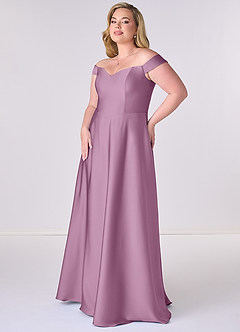 Barbie ♥ Azazie Bridesmaid Dresses Wisteria A-Line Off the Shoulder Stretch Satin Convertible Dress image9