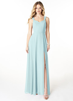 Azazie Julie Bridesmaid Dresses Sea Glass A-Line Sweetheart Neckline Chiffon Dress image1