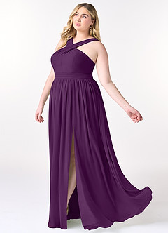 Azazie Elvira Bridesmaid Dresses Grape A-Line Pleated Chiffon Dress image9