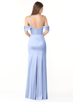 Azazie Amyra Bridesmaid Dresses Ice Sheath Off the Shoulder Stretch Satin Convertible Dress image3