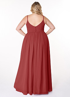 Azazie Rayna Bridesmaid Dresses Rust A-Line V-Neck Pleated Chiffon Dress image8
