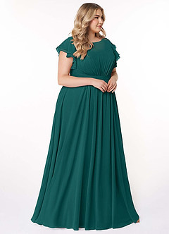 Azazie Daphne Modest Bridesmaid Dresses A-Line Ruffled Chiffon Floor-Length Dress image10