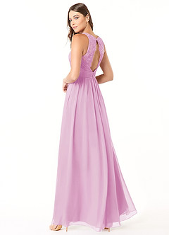 Azazie Luz Bridesmaid Dresses Candy Pink A-Line Lace Chiffon Dress image4