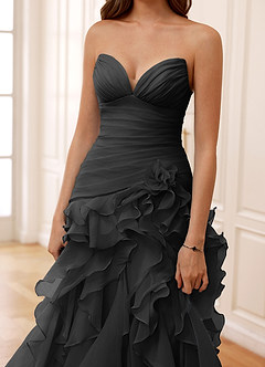 Christabelle Schwarz Korsett-Strass-Abendkleid aus durchsichtiger Spitze image6