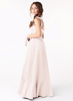 Azazie Barbara Junior Rose Petal A-Line Bow Matte Satin Dress image2