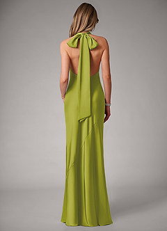 Azazie Velli Bridesmaid Dresses Lemongrass Mermaid High Neck Stretch Satin Dress image5