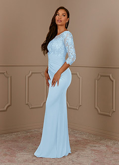 Azazie Fatemah Mother of the Bride Dresses Sky Blue Mermaid Scoop Lace Lace Dress image2